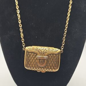 Vintage Estée Lauder Gold Perfume Locket Pendant Necklace